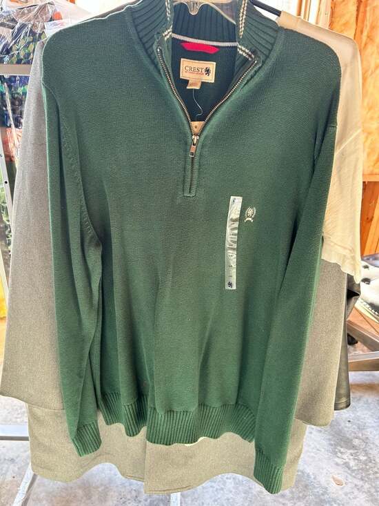 Tommy Hilfiger Crest Collection Men's Forest Green Quarter-Zip Knit Sweater